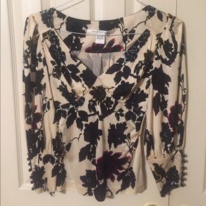 Diane Von Furstenberg DVF Floral Blouse size P