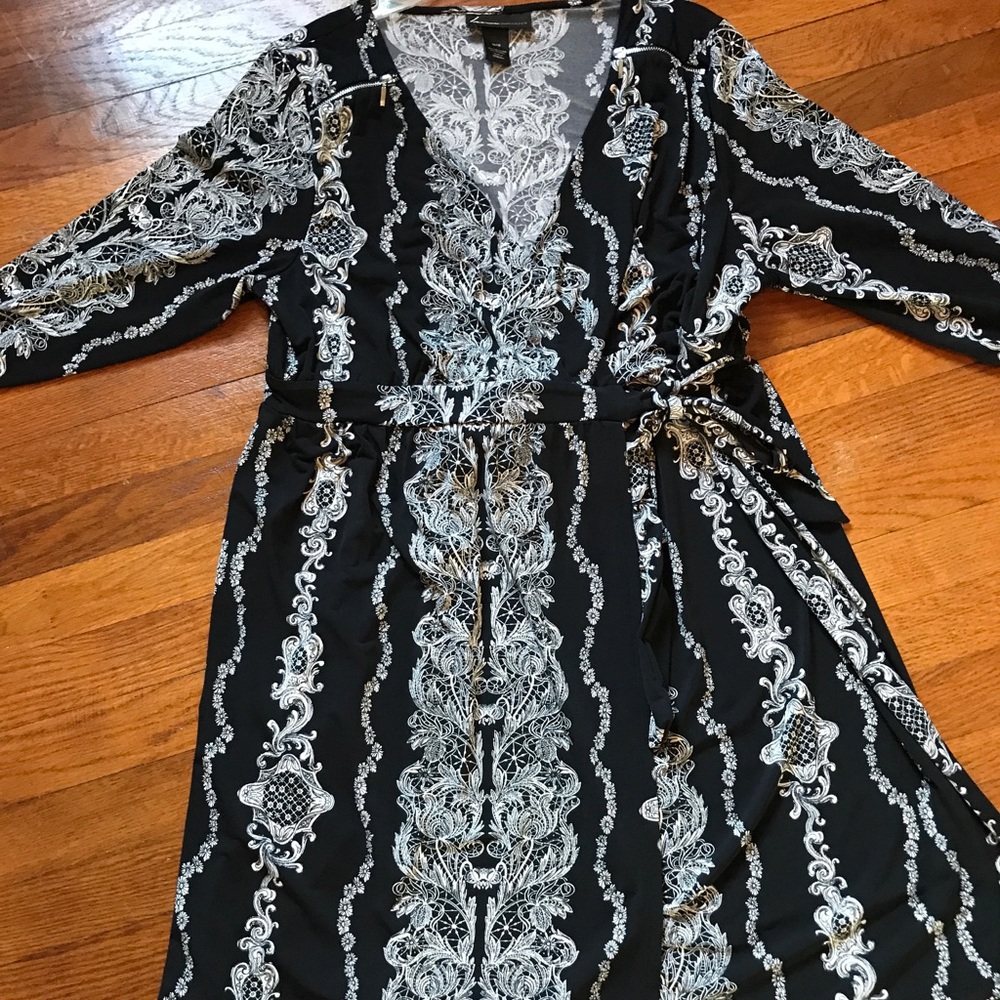 Lane Bryant black and white wrap dress size 14/16