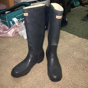 Navy Blue Tall Hunter Rain Boots