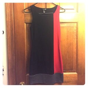 Black, red, and grey dress