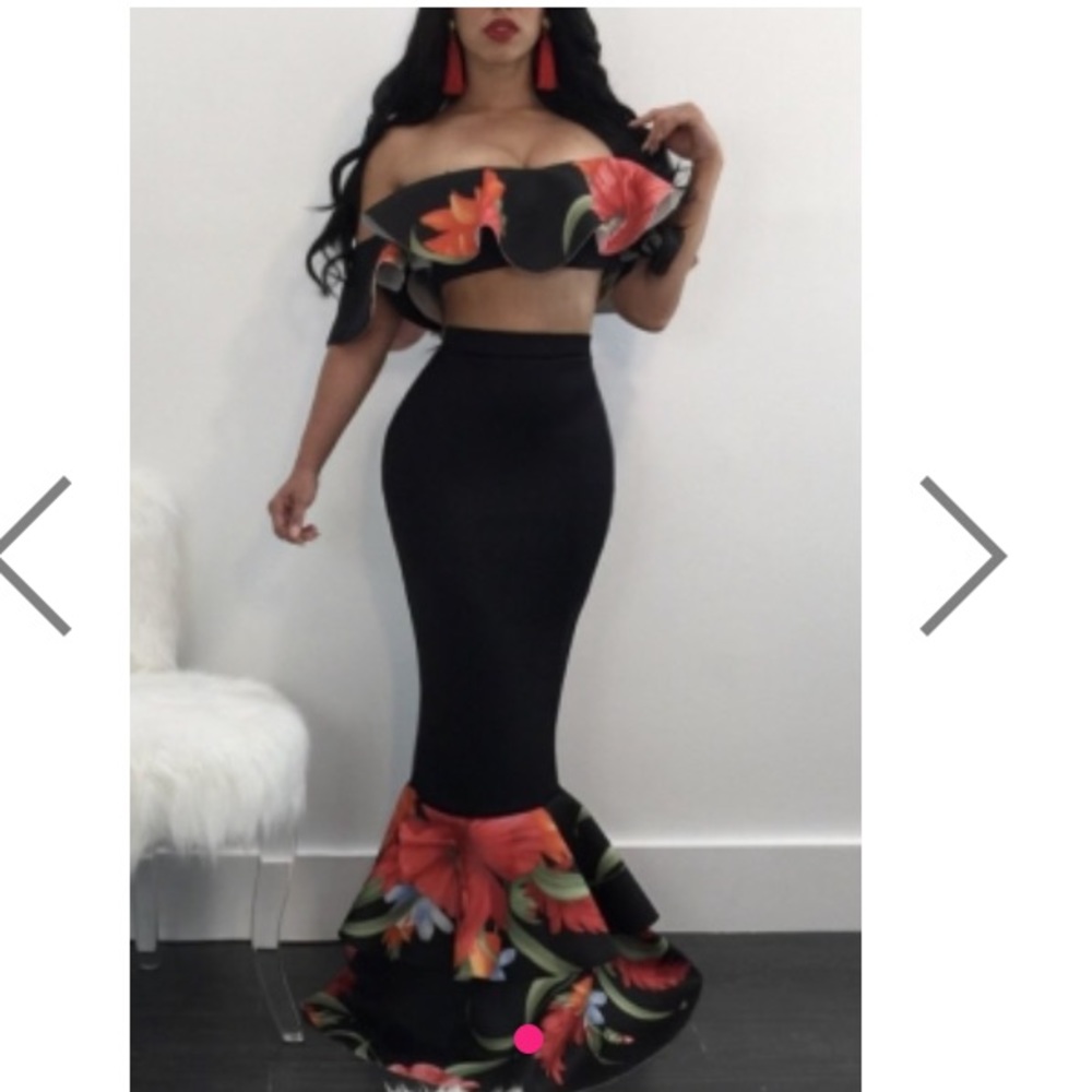 NWT 2 piece ... crop top and high waist long skirt - Picture 4 of 7
