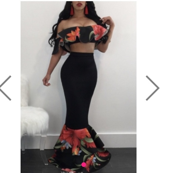 NWT 2 piece ... crop top and high waist long skirt - Picture 4 of 7