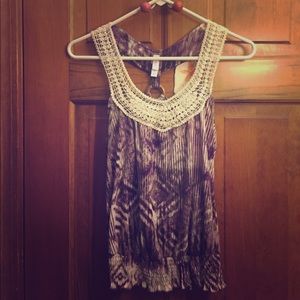 Crochet neckline top