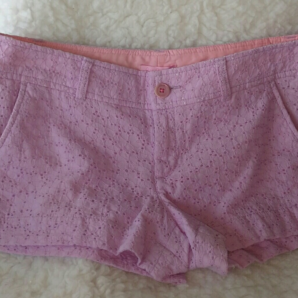Lilly Pulitzer Walsh pink purple eyelet shorts
