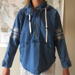 Embroidered Fur Jean Jacket Button Up!