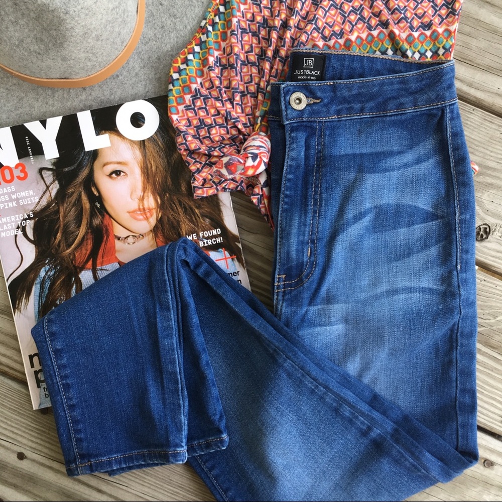Just Black Medium Wash High Waisted Skinny Jeans