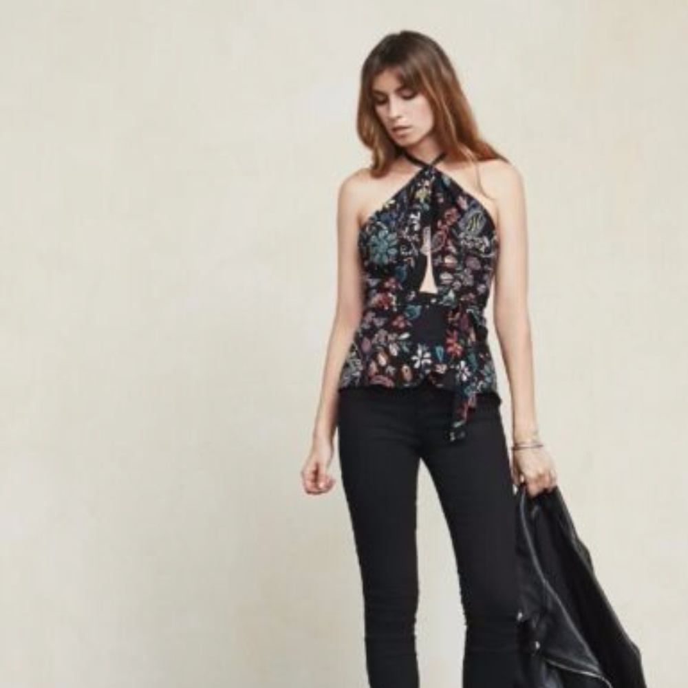 NWT Reformation Lacy Halter Top Crayon Twisted