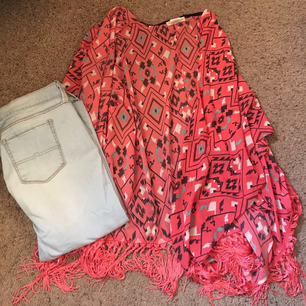 Hot pink Aztec print cardigan