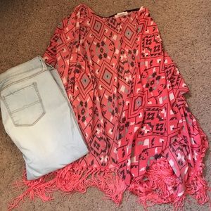 Hot pink Aztec print cardigan