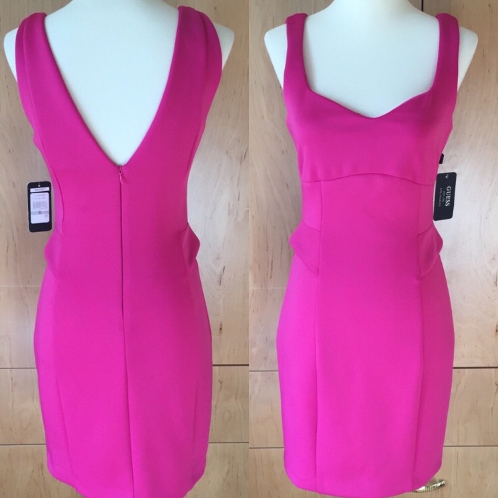 Guess Pink Cocktail Dress with Partial Peplum NWT