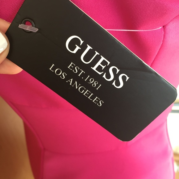 Guess Pink Cocktail Dress with Partial Peplum NWT - Picture 2 of 5