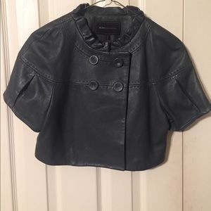 BCBG Gray Leather cropped jacket XS