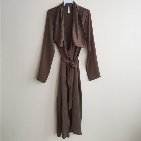 Brand New Long Taupe Robe Duster w/ Belt! - Picture 2 of 8
