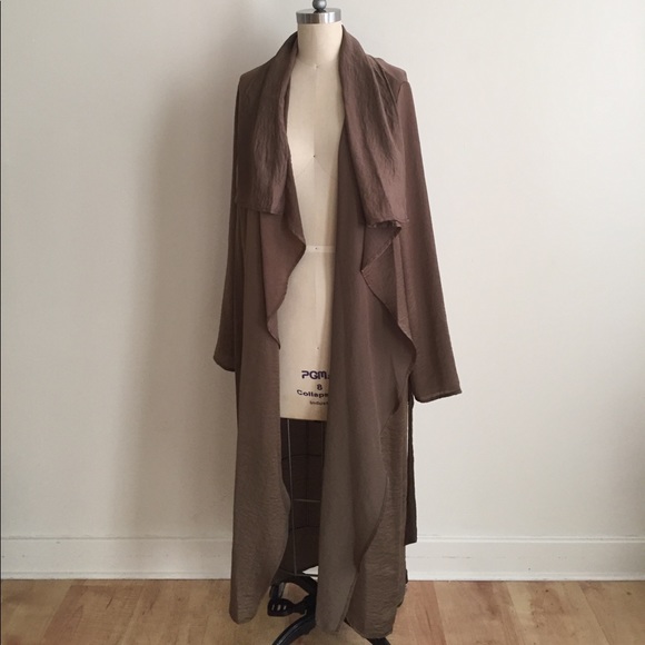 Brand New Long Taupe Robe Duster w/ Belt! - Picture 8 of 8