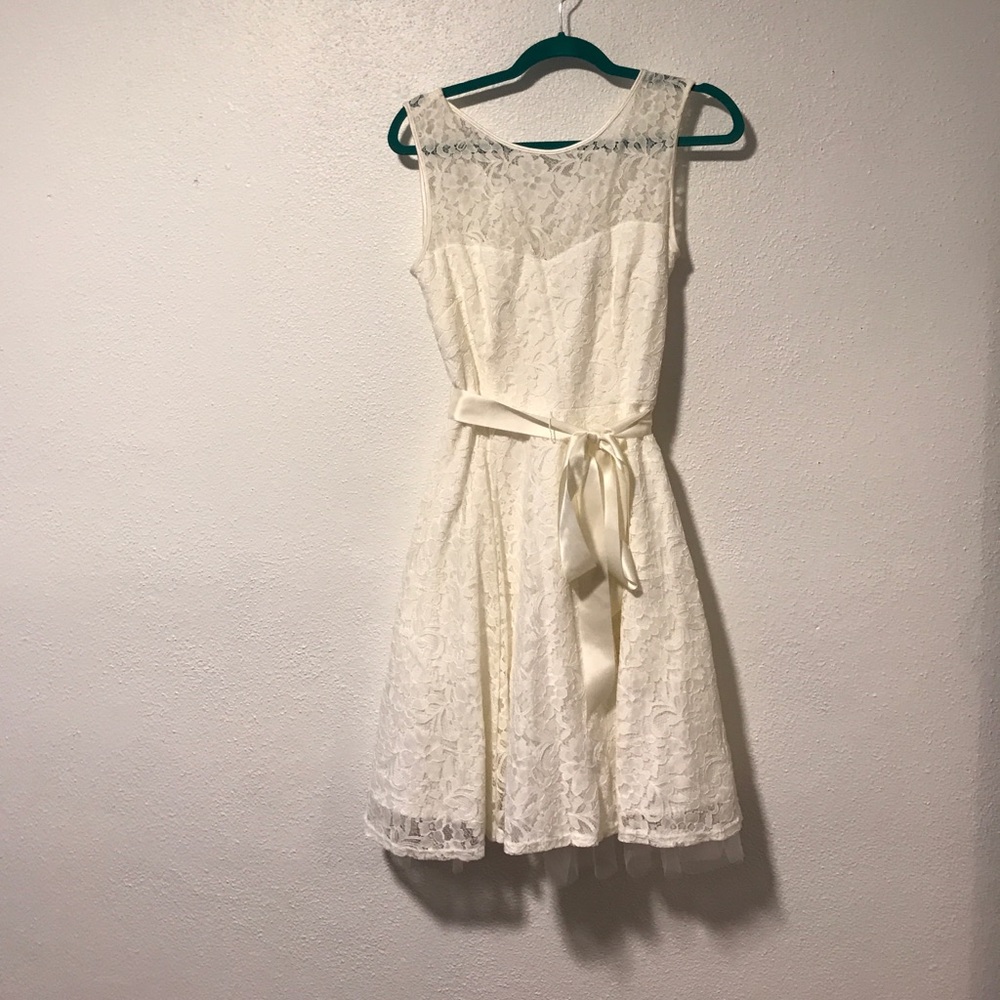 Betsy and Adam cream color lace dress