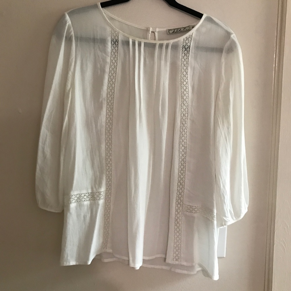 Flowy peasant top with lace detail
