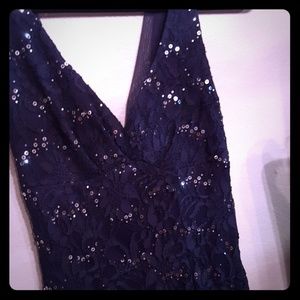 New beautiful long sequins gown navy blue