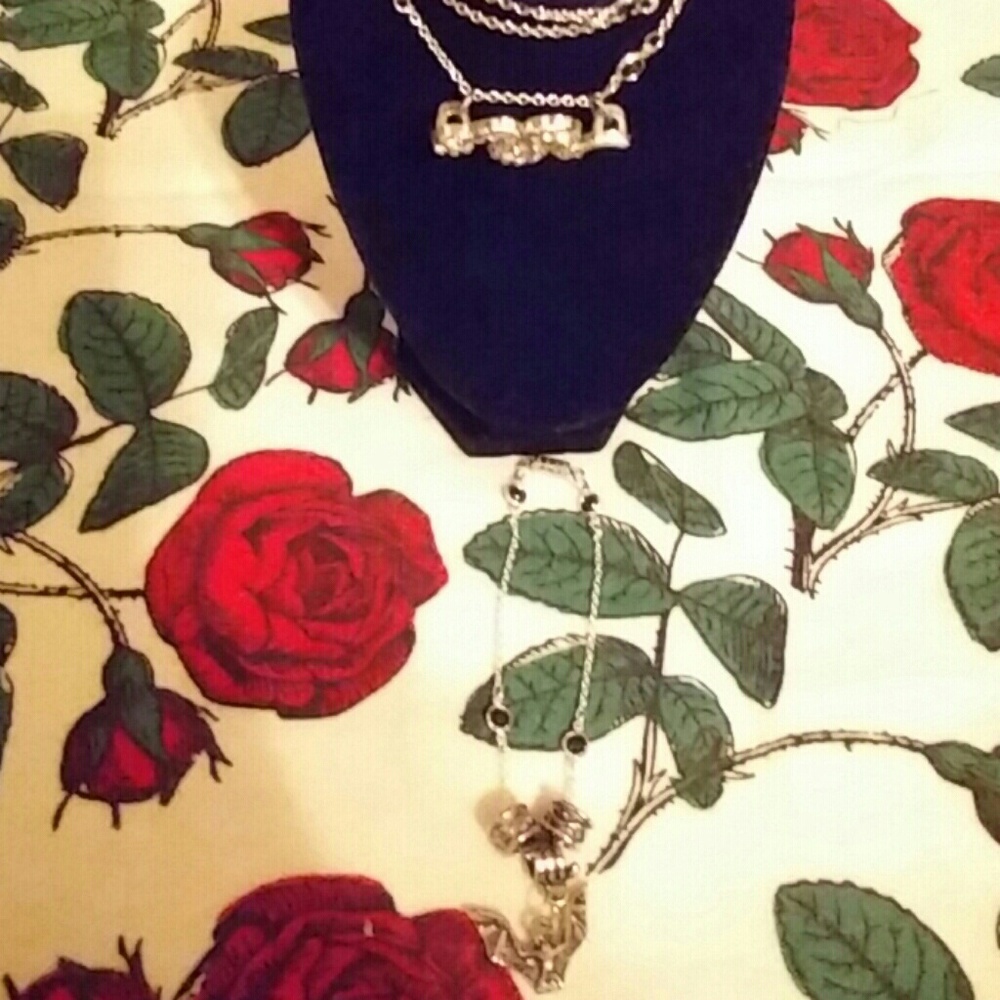 925 sterling silver snake and bat necklace set