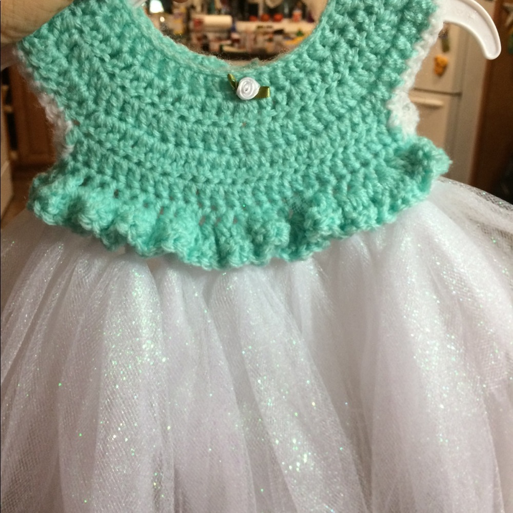 Crochet and tulle dress