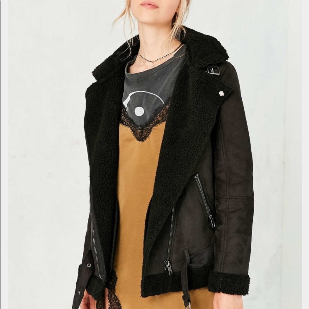 Silence and noise black shearling jacket