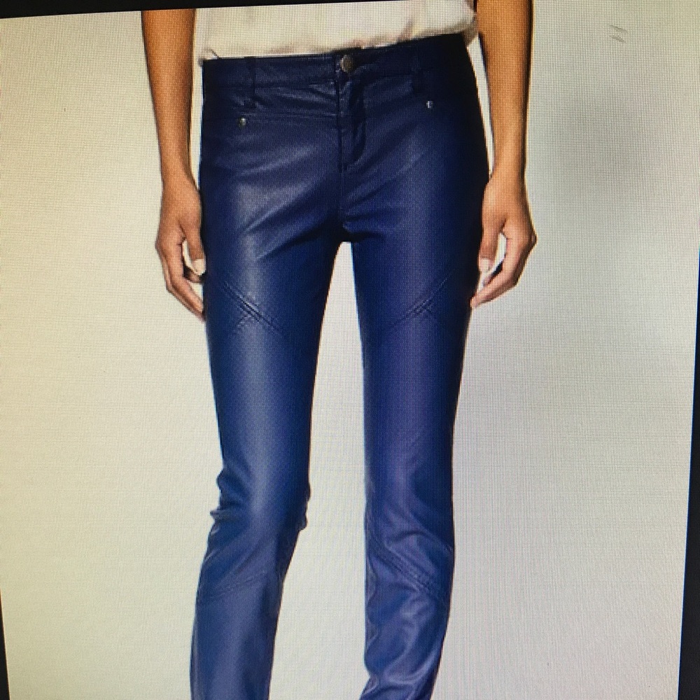 Free People Blue Faux Leather Pants