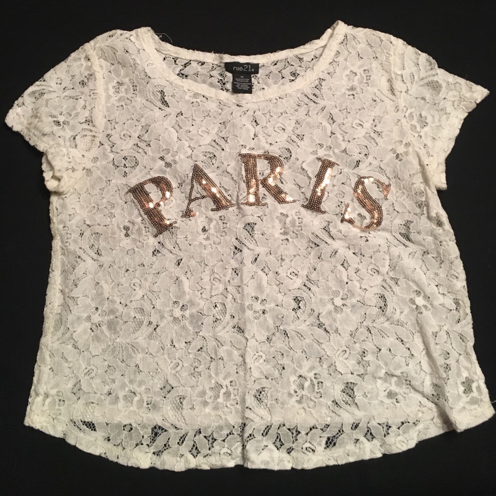 Paris White Lace T-shirt