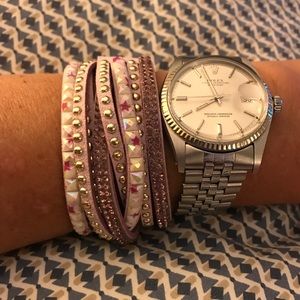 Shades of Pink double wrap bracelet.