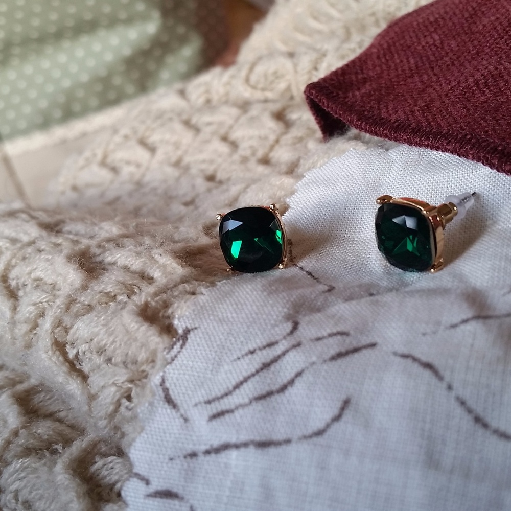Large Dark Green Jeweled Studs