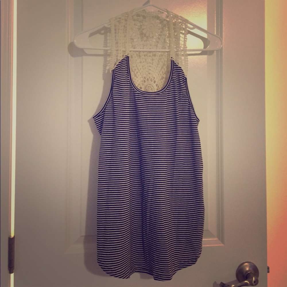 Crochet Back Striped Tank