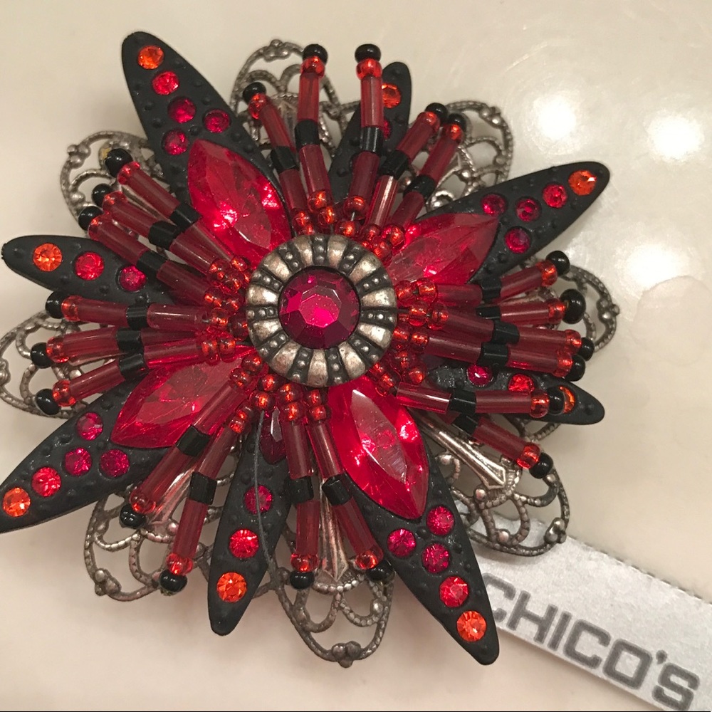 NWT Chico's "red starlet" brooch/pin