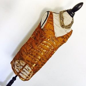 *LIKE NEW* SHEER COPPER + GOLD SEQUIN TUNIC