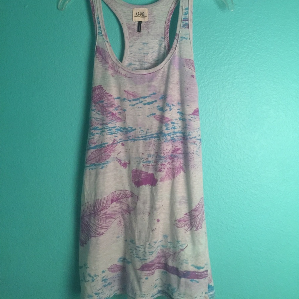 Multicolor Feather tank top