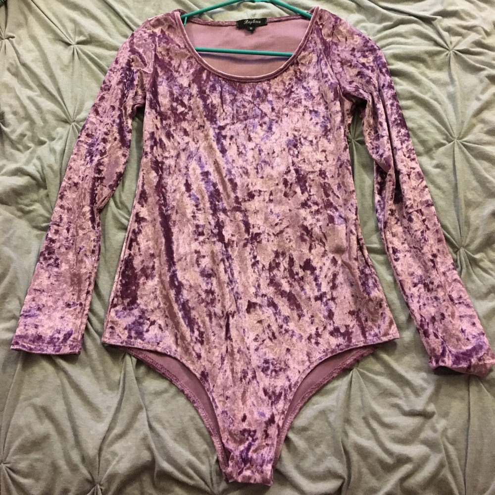 SOLD-purple velvet bodysuit