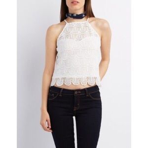 White Scalloped Crochet Tank