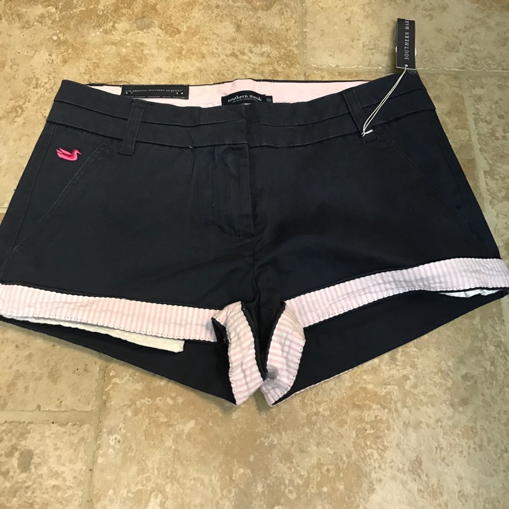 Navy with soft pink detail shorts