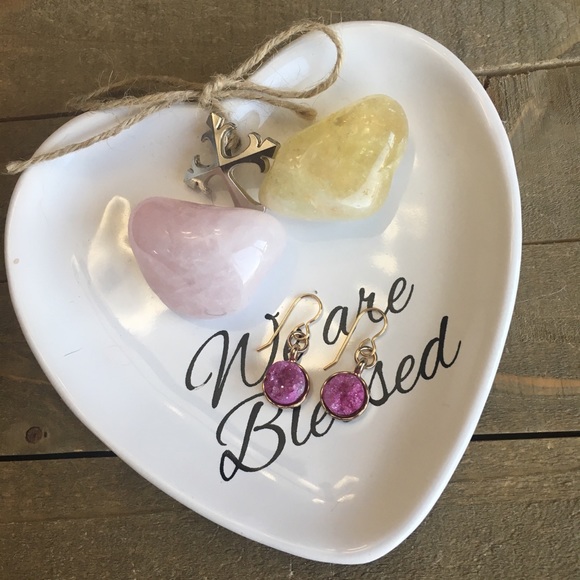 🎉HP🎉 Pink Genuine Druzy Stone Earrings - Picture 2 of 2