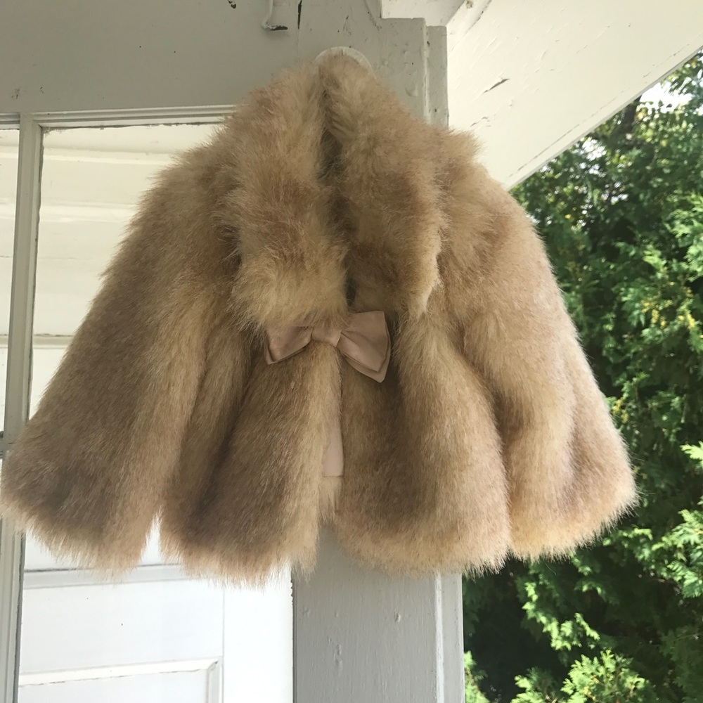 Tan Faux fur Baby Gap girl coat 2T