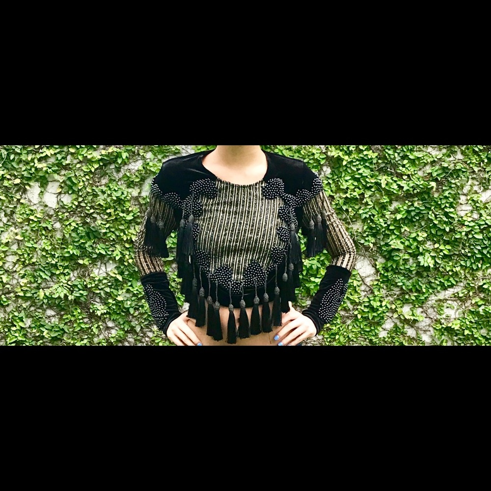 Velvet Tassel Top