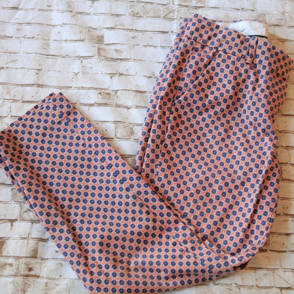 J. Crew Blue Red Multi-Color Floral CAFE CAPRI