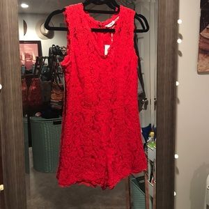 Blue Pepper red lace romper