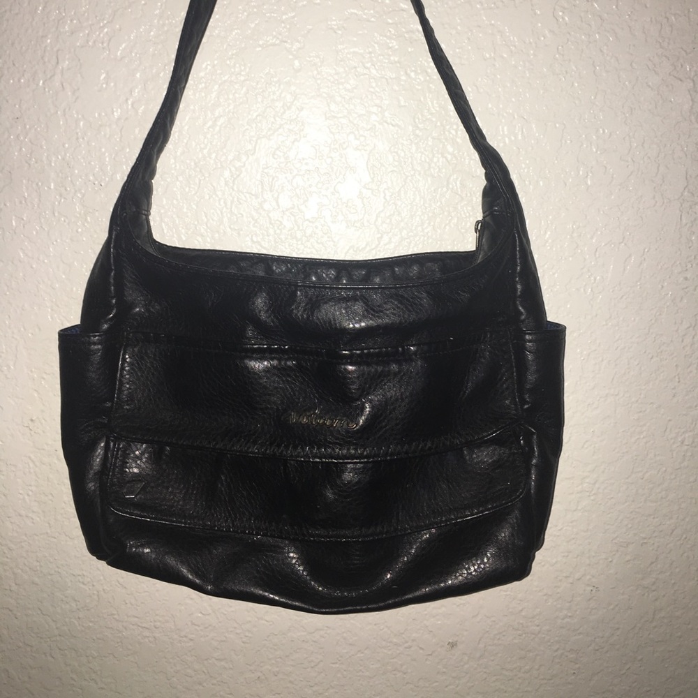 Volcom multi pocket black leather bag
