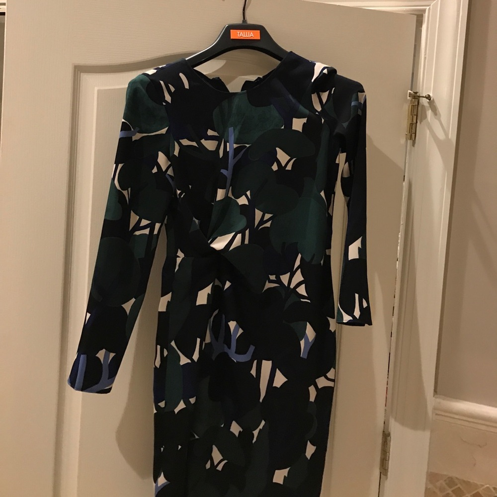 Ann Taylor dress, Petite NWT Green/Navy leaf