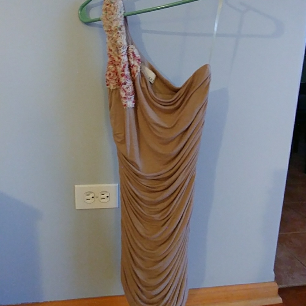 Tan One shoulder dress