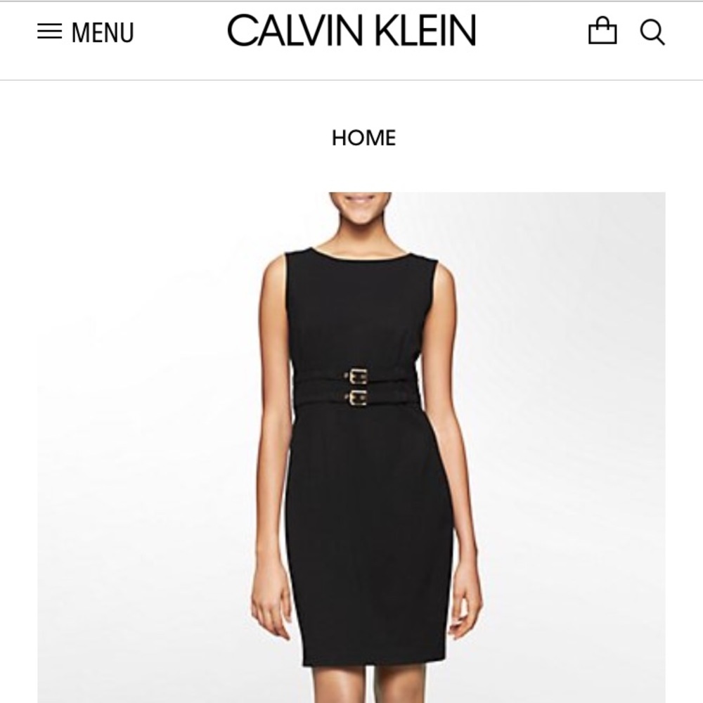 CALVIN KLEIN double belted sheath dress