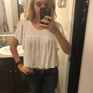 White babydoll crop top