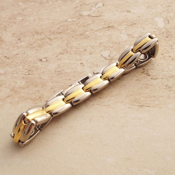 Classic and Elegant 2 Tone Sectional Bracelet - Picture 1 of 3