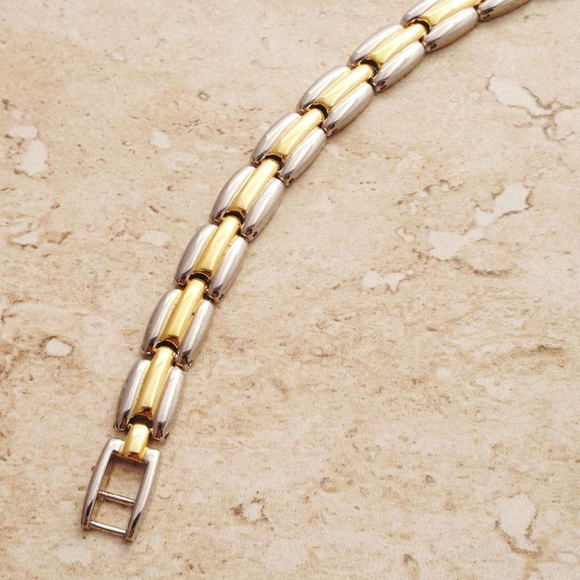 Classic and Elegant 2 Tone Sectional Bracelet - Picture 3 of 3