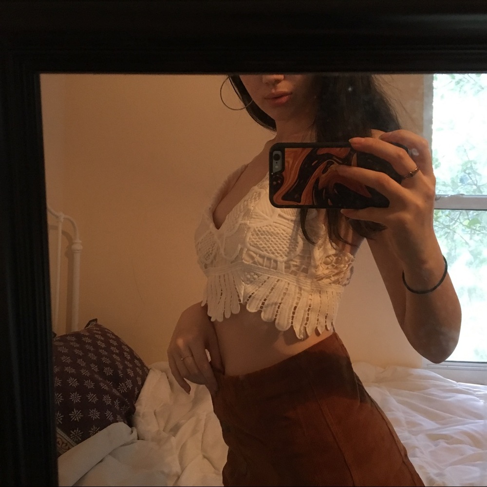 Cream Crochet Style Padded Bra Top