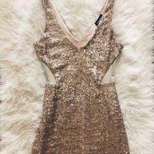 gold sequin bebe party dress size xxs