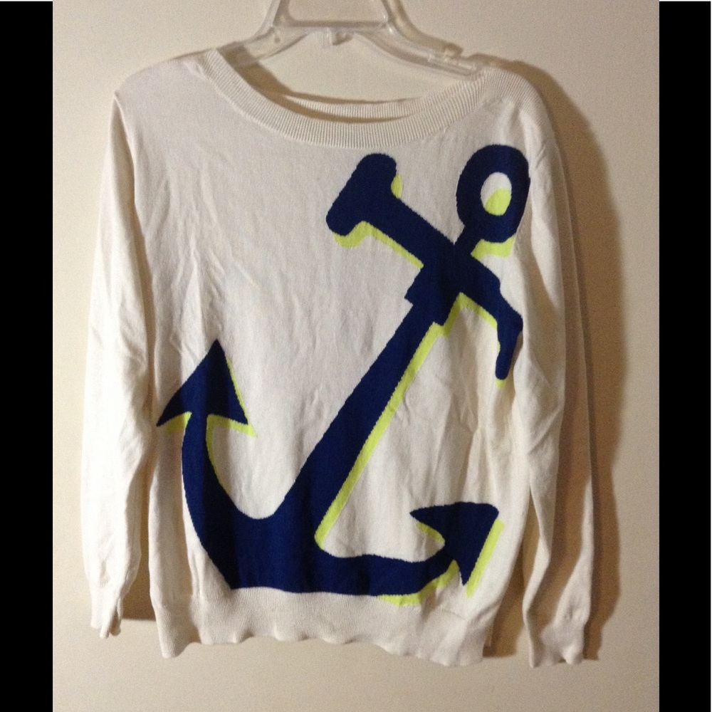 Cream Sweater with Navy Anchor, JC Penney NWT